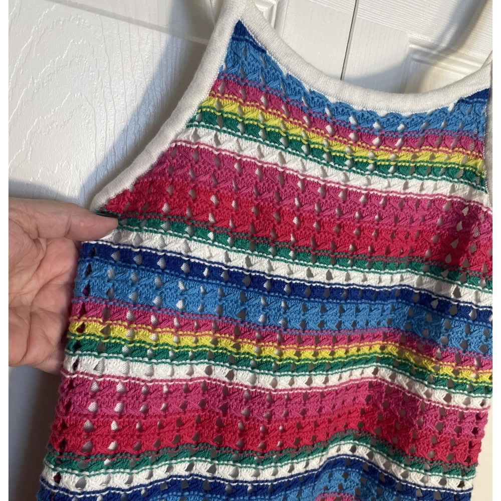 Gap Kids Rainbow Striped Crochet Dress Girls XL 12-13 Years  Multicolor Knit - Picture 3 of 9